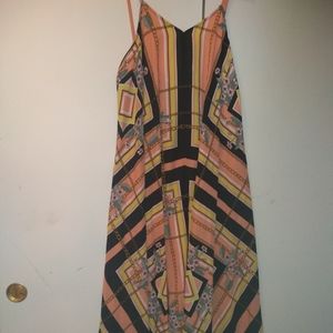 A Line Peach/Black print dress